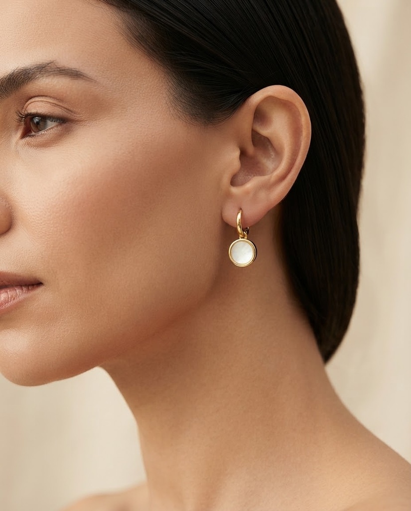 [Eari-00050-1] Studs (White Circle)