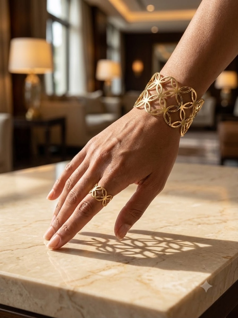 [Sets-80-6] The Grid Cuff Set (6.Gold)