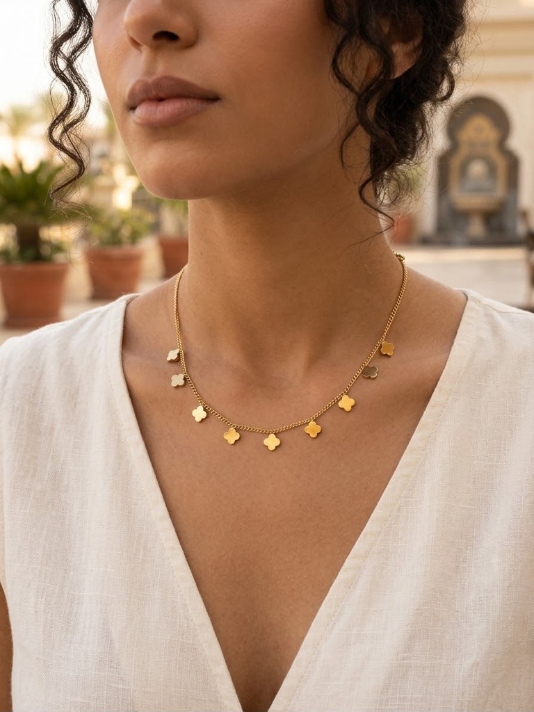 [Neck-81-1] Charm-ing (Flower.Gold)