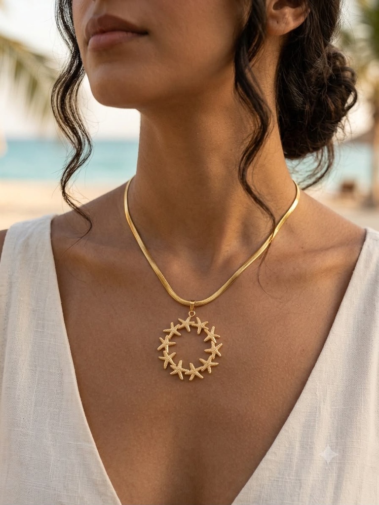 [Neck-81-5] Charm-ing (Starfish Circle.Gold)