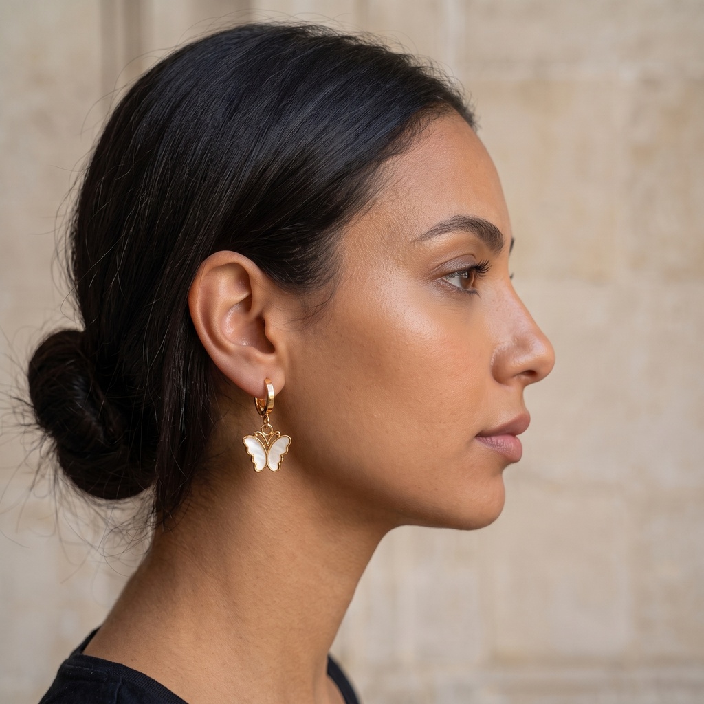 [Eari-00051-2-0.5] Stud Set (Gold Butterfly Single)