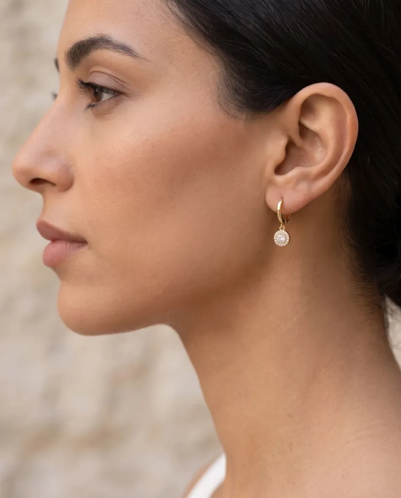 [Eari-00050-19] Studs (White Diamond Circle)