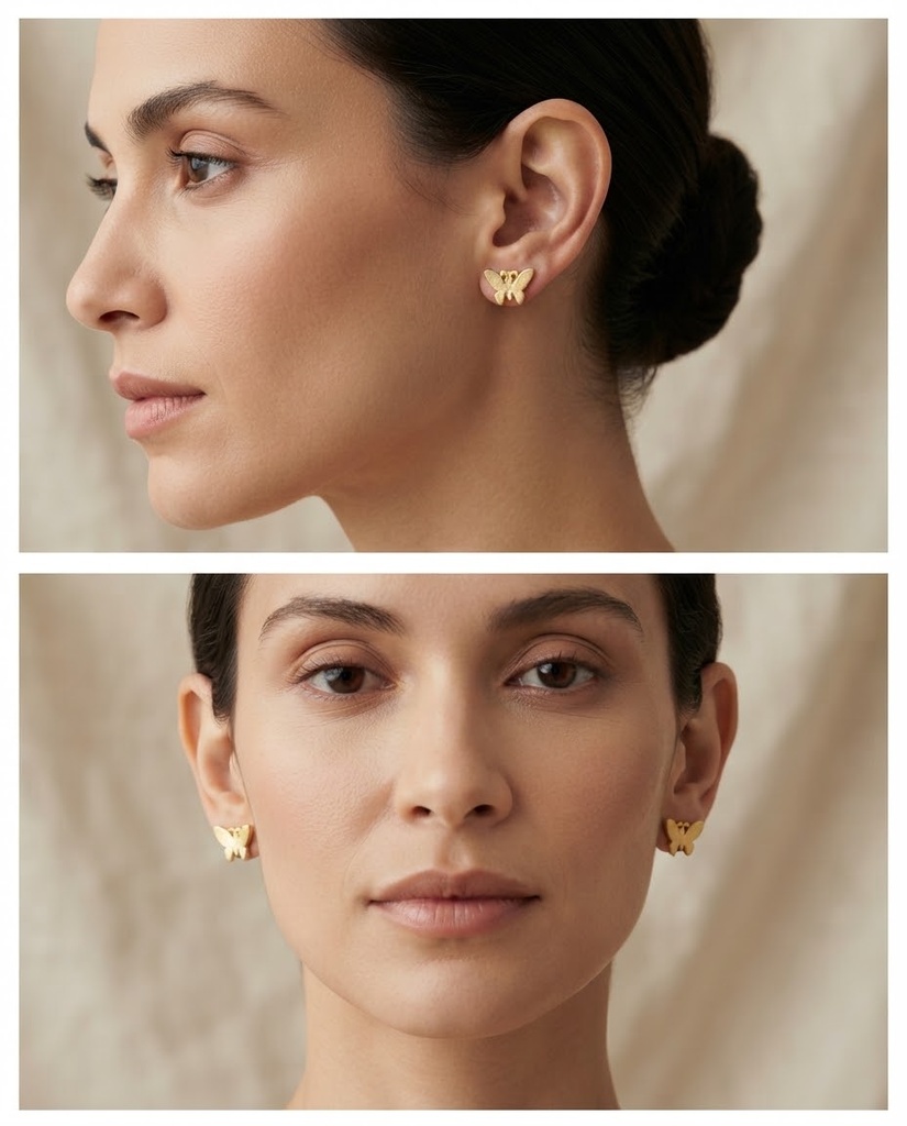 [Eari-00051-8] Stud Set (Butterfly Pair)