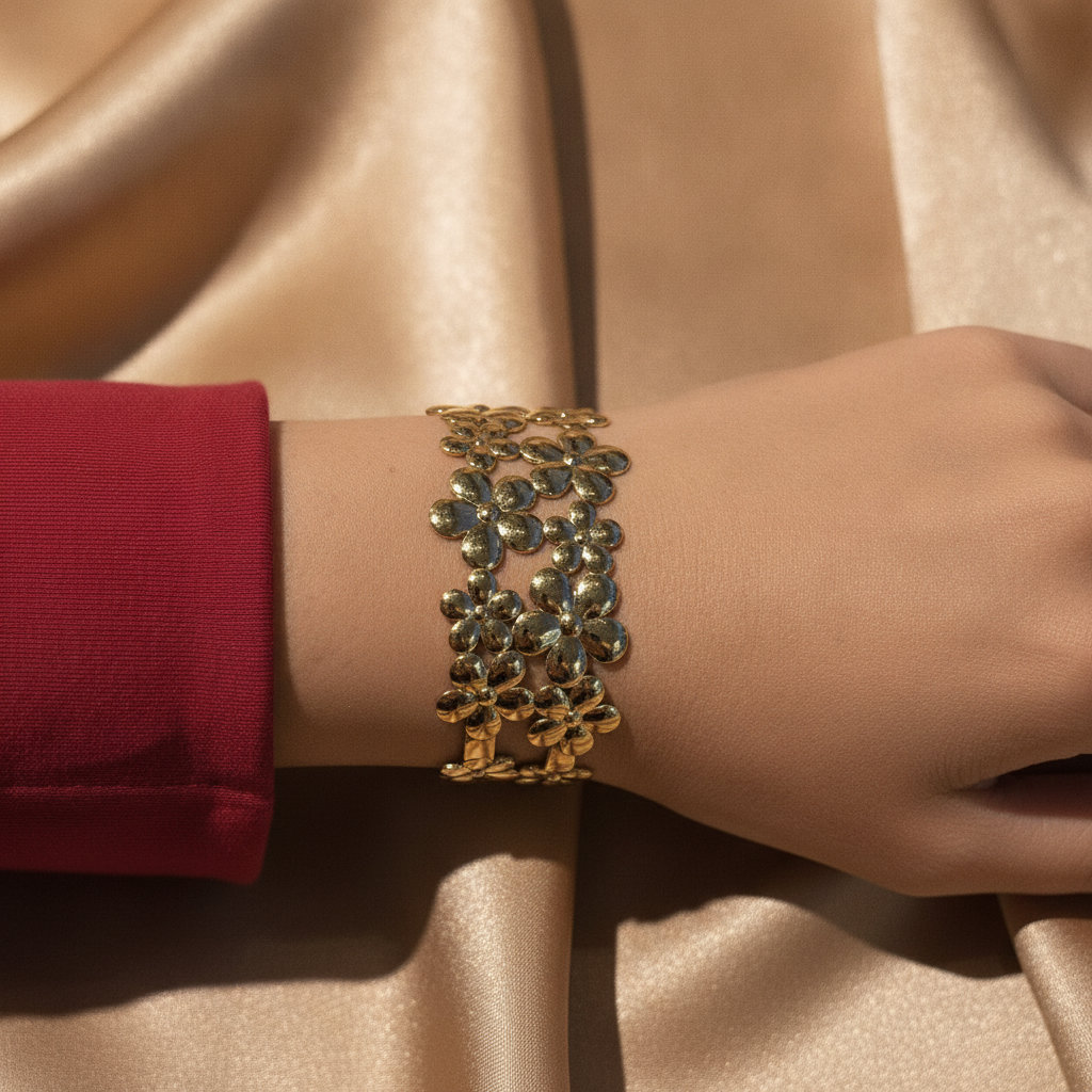 [Brac-00019] The Twist Cuff - Flowers